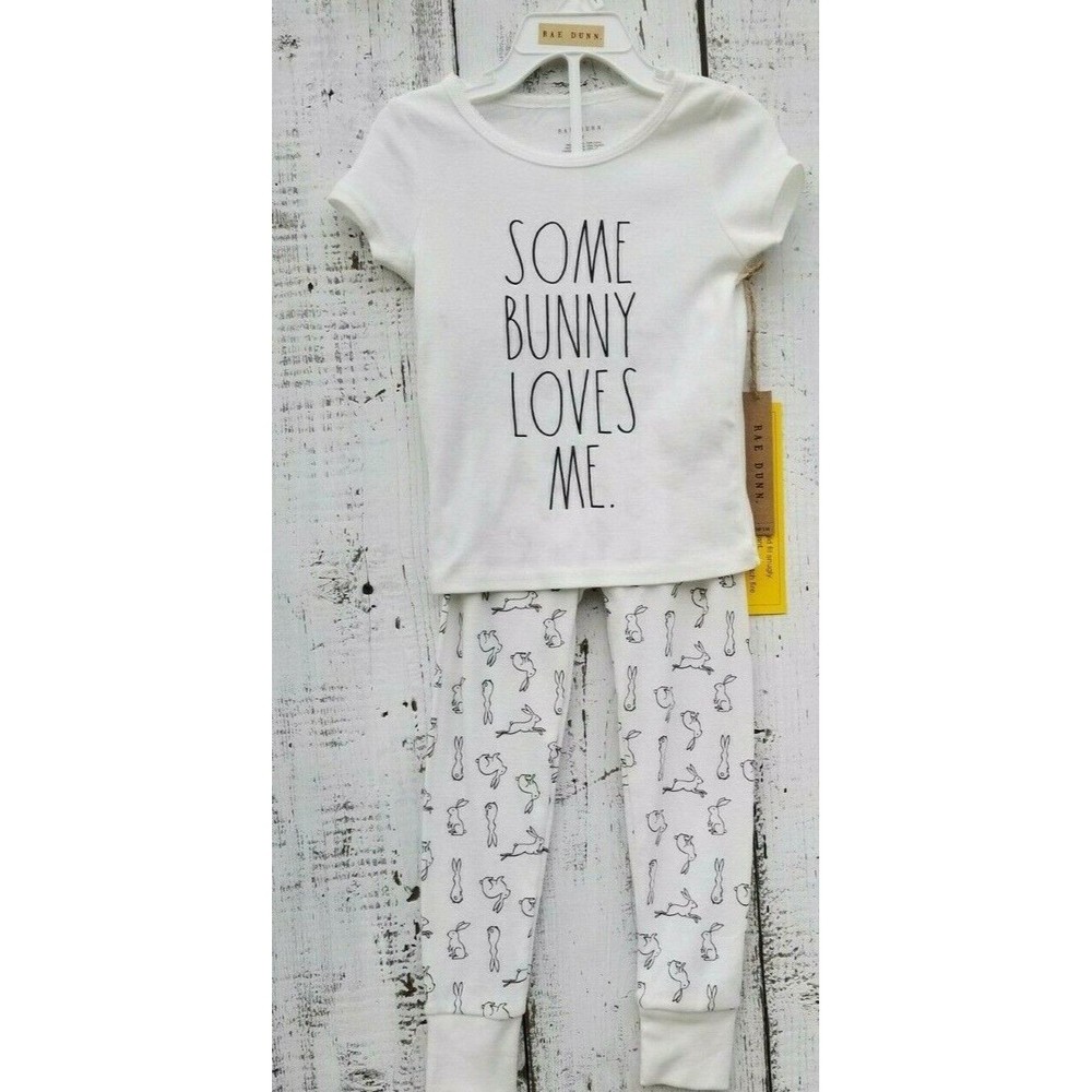 Rae Dunn Unisex Size 4T Some Bunny Loves Me Pajama Set New